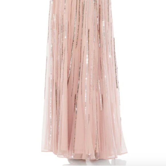 MAC DUGGAL 93582 EMBELLISHED FULL LENGTH LAYERED SLEEVE VINTAGE ROSE GOWN sz 12 - Picture 6 of 7